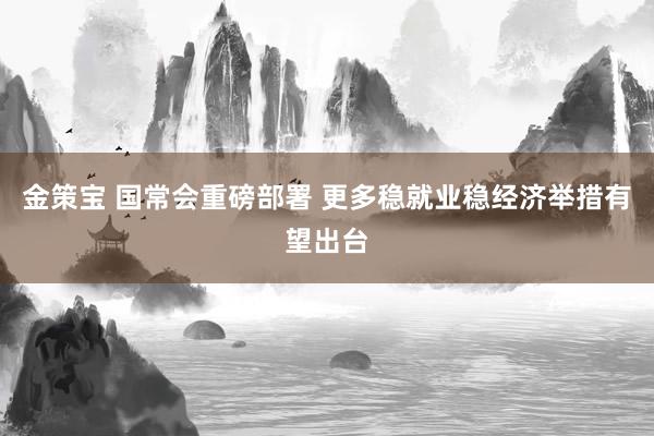 金策宝 国常会重磅部署 更多稳就业稳经济举措有望出台