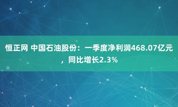 恒正网 中国石油股份：一季度净利润468.07亿元，同比增长2.3%